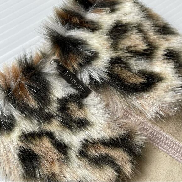 🆕Colin Stuart leopard faux fur suede booties cream size 9 NWOT - Picture 10 of 14